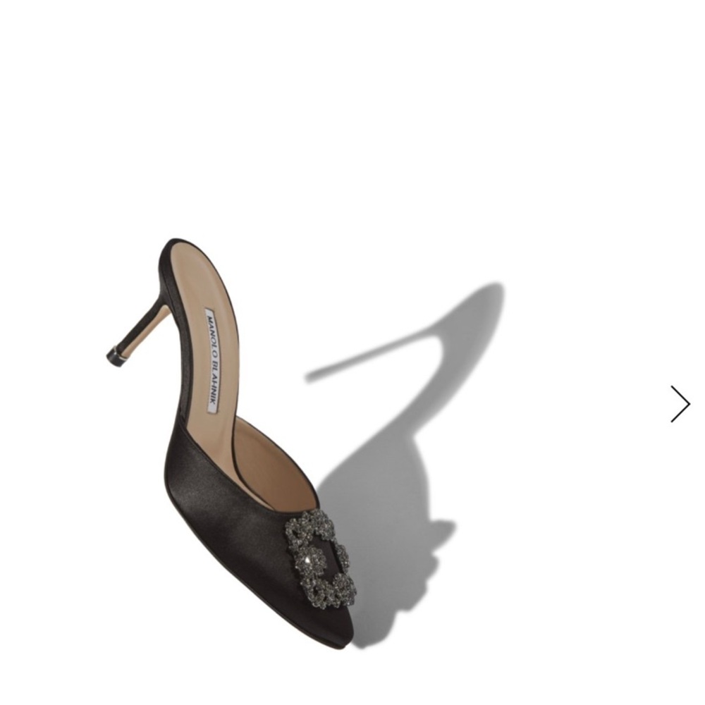 Manolo Blahnik Hangisi 70MM Embellished Satin Mules